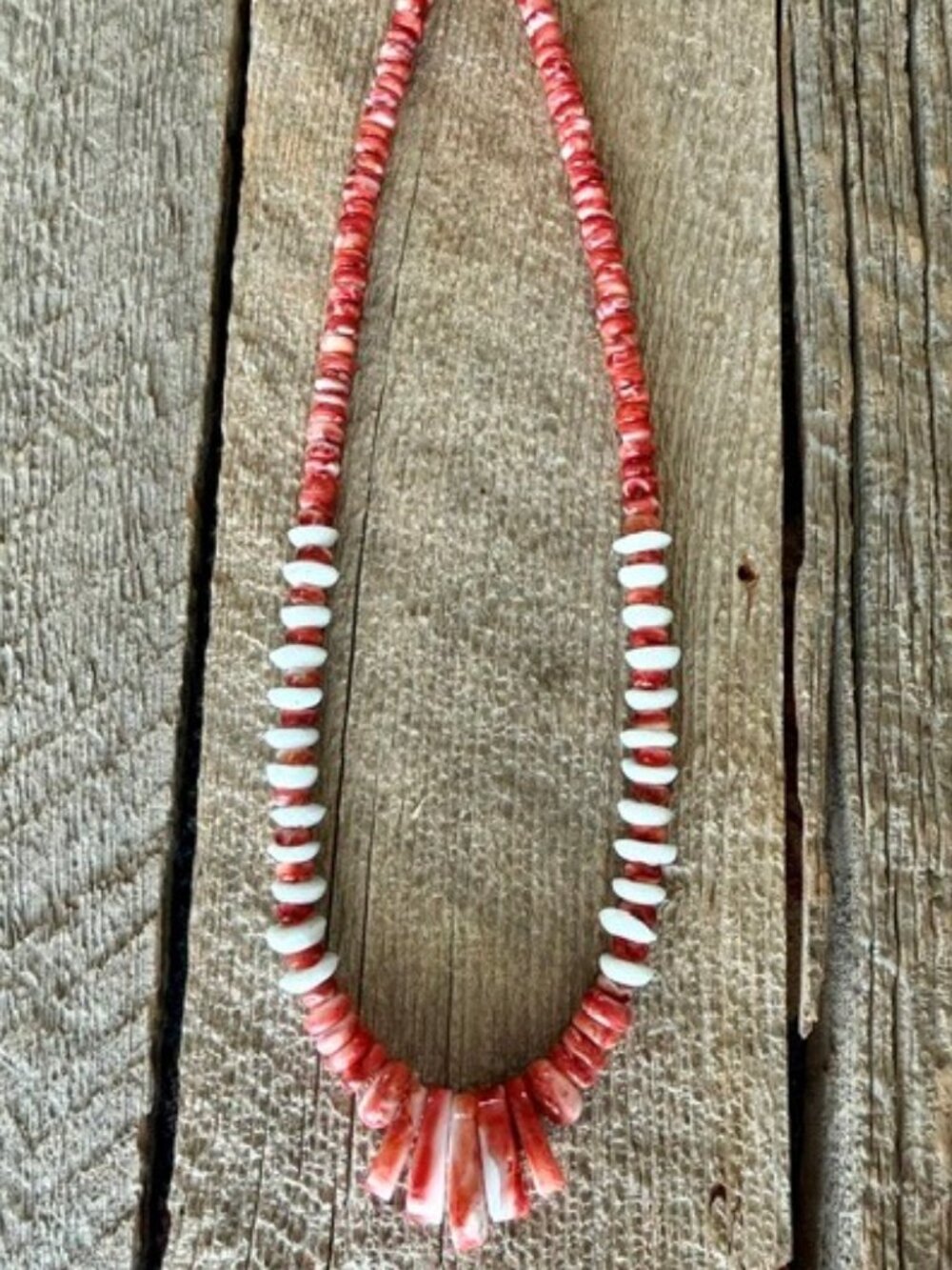 Red Spiny & White Ashanti Glass Statement Necklace